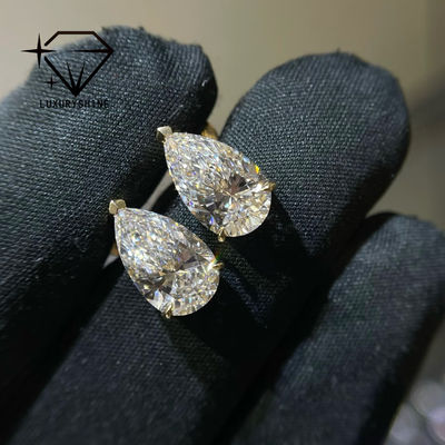Kalite 18K Altın Armut Kesim Laboratuvar Yetiştirilmiş Pırlanta Küpe VVS-VS Berraklık fabrika