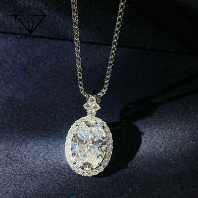 Kalite 18K Altın Oval Laboratuvar Yetiştirilmiş Pırlanta Kolye VVS1-VS1 0.3-3.0ct fabrika