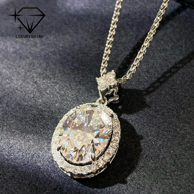 18K Altın Oval Laboratuvar Yetiştirilmiş Pırlanta Kolye VVS1-VS1 0.3-3.0ct