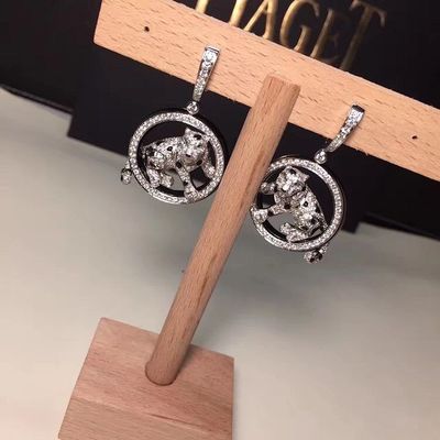 Kalite Pırlanta 18K Altın Küpeler Mücevher PanthèRe De Beyaz Altın Zümrüt Jade Onyx fabrika