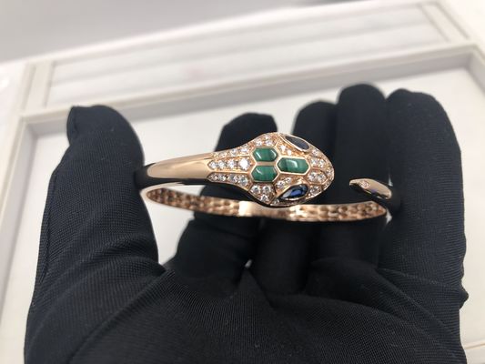 Kalite Lüks Takı Snakewomens Charm Bilezikler Pırlantalı Özelleştirilmiş 18 Kt Pembe Altın fabrika