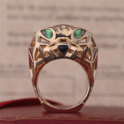 Kalite PanthèRe De Cartier Yüzük Sarı Altın Tsavorite Garnet Onyx fabrika