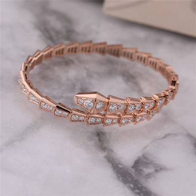 Kalite Lüks Klozet Rose Gold Bileklik Serpenti Viper tek bobin tam elmas Yılan Bileklik 353792 fabrika