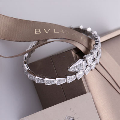 Kalite İtalya Romance Serpenti Viper, tam pavé pırlantalı 18K beyaz altın tek bobinli ince bileklik Yılan Bileklik fabrika