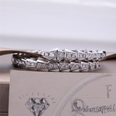 Kalite İtalya Romance Serpenti Viper, tam pavé pırlantalı 18K beyaz altın tek bobinli ince bileklik Yılan Bileklik fabrika