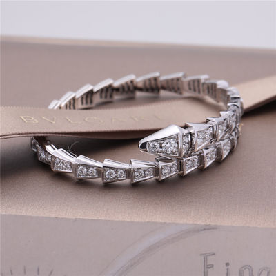 Kalite İtalya Romance Serpenti Viper, tam pavé pırlantalı 18K beyaz altın tek bobinli ince bileklik Yılan Bileklik fabrika
