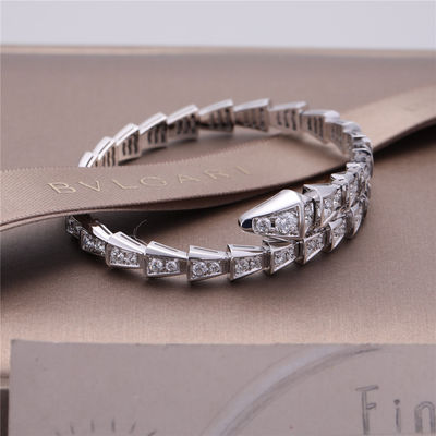 Kalite İtalya Romance Serpenti Viper, tam pavé pırlantalı 18K beyaz altın tek bobinli ince bileklik Yılan Bileklik fabrika