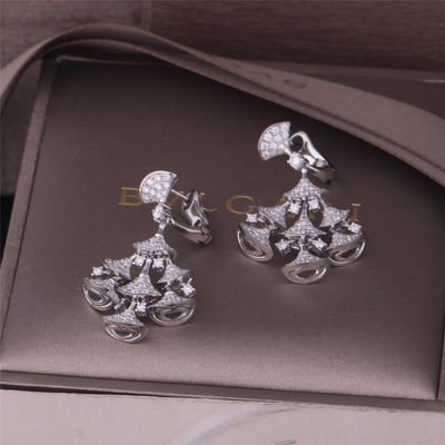 Kalite Roma High Jewelry DIVAS' DREAM Küpeler, 7 Ana Pırlanta ve tam pavé pırlantalı 18K beyaz altın set fabrika