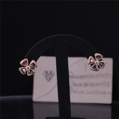 Kalite Gerçek Altın Yüksek Mücevher Fiorever Küpeler 18 kt Rose Gold Küpe, iki orta pırlanta ve pavé pırlantalı set fabrika