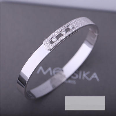 Kalite Beyaz Altın Pırlanta Bileklik Paris Takı 4.5mm Genişlik fabrika