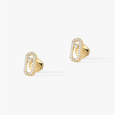 Kalite Lüks Paris Takı Kadınlar Için Luxury Jewelry 18K Sarı Altın Move Uno Pırlanta Küpe fabrika
