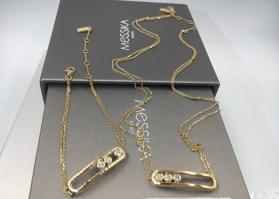 Kalite Çift Zincir Kolye Paris Jewelry18K Sarı Altın Eyer Şeklinde Taşsız fabrika